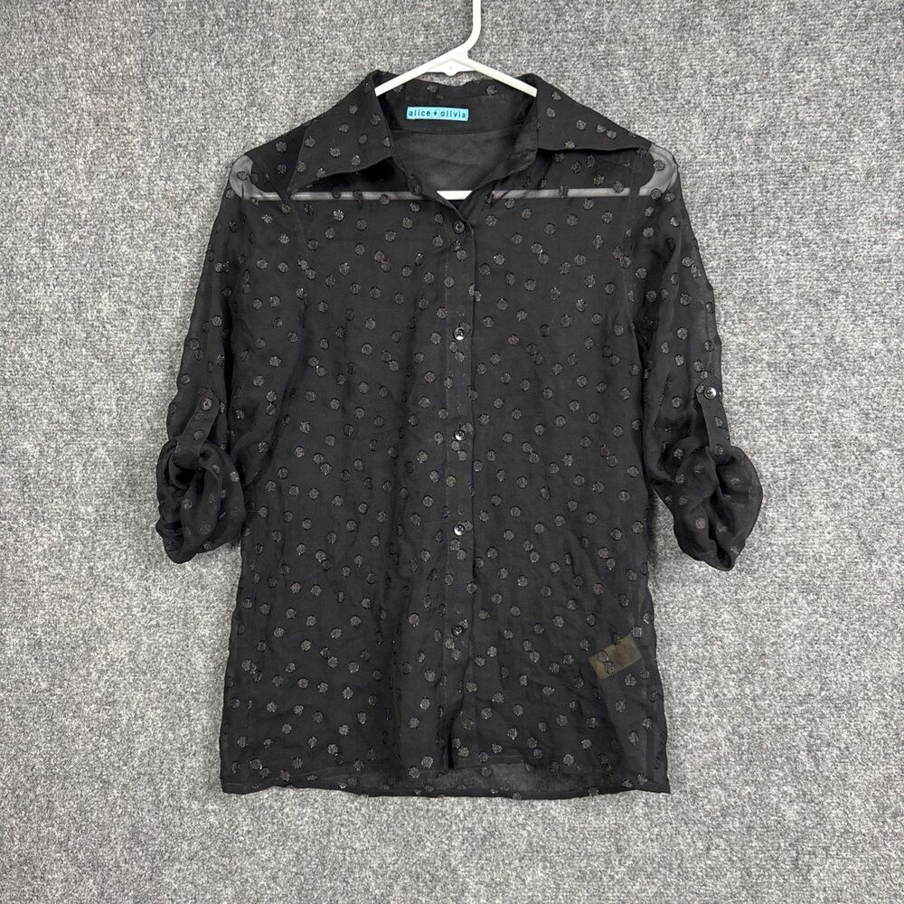 Alice Olivia Top Blouse  Womens Size S Black Sheer Unlined Ethereal Gothic